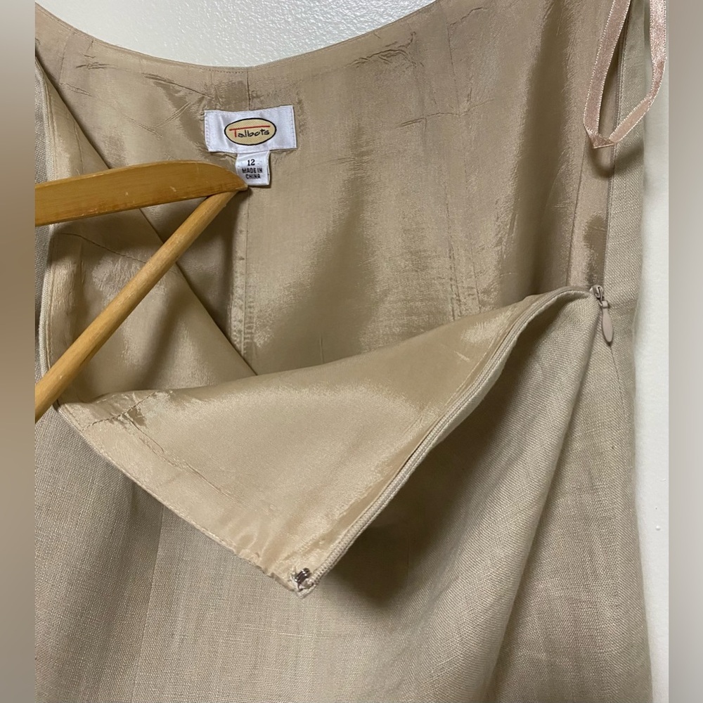 Talbots Beige Midi Linen Skirt Women Size 12 - Picture 3 of 12